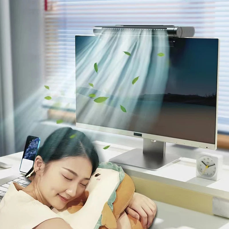 USB Bladeless Desktop Fan & Air Conditioner – Monitor Mount or Freestanding