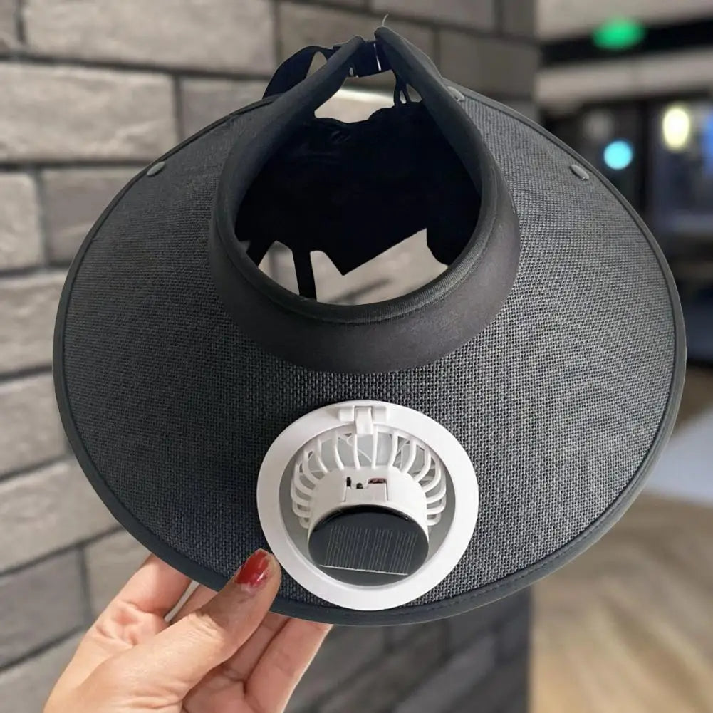 Wide Brim Sun Hat with Solar-Powered Fan – Outdoor Cooling & UV Protection
