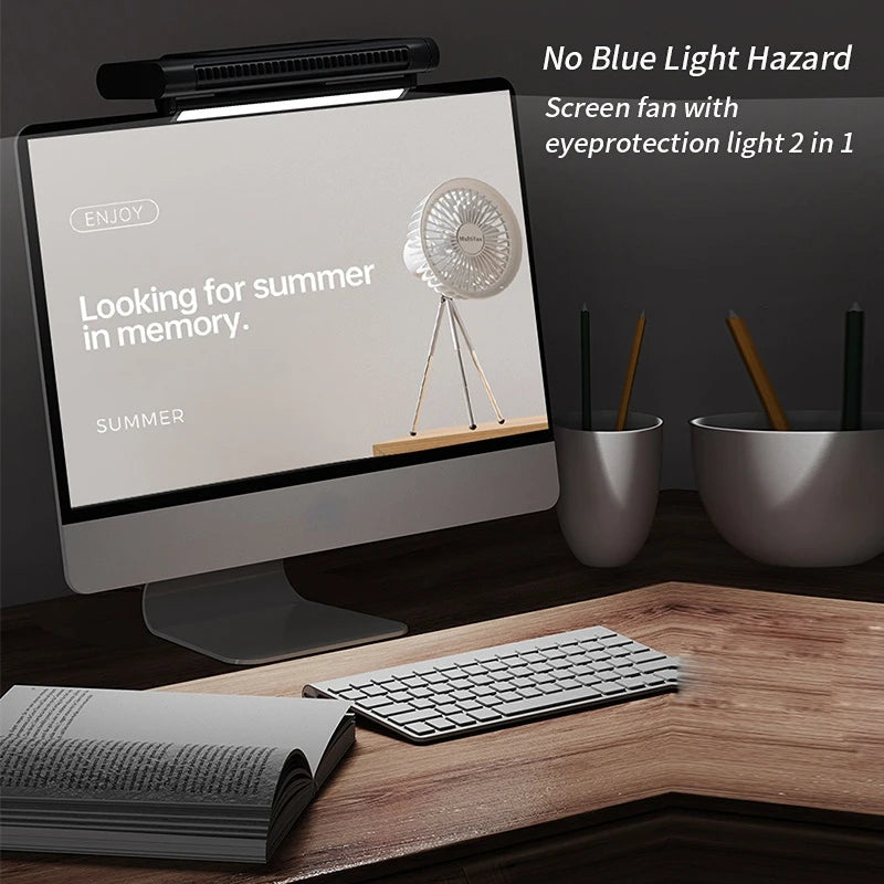 USB Bladeless Desktop Fan & Air Conditioner – Monitor Mount or Freestanding