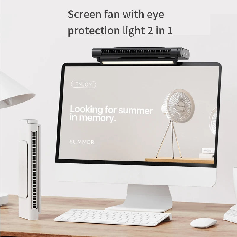 USB Bladeless Desktop Fan & Air Conditioner – Monitor Mount or Freestanding