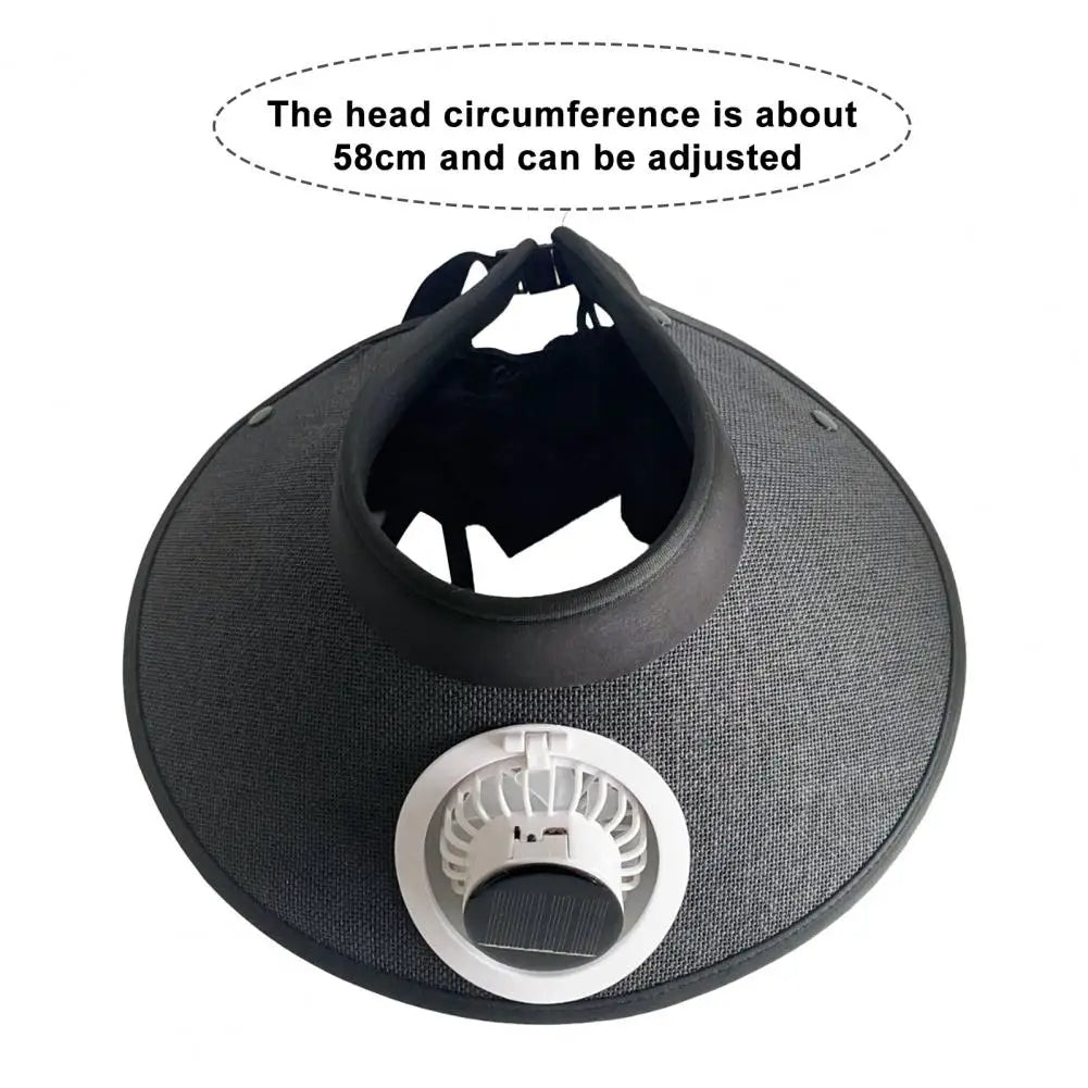 Wide Brim Sun Hat with Solar-Powered Fan – Outdoor Cooling & UV Protection
