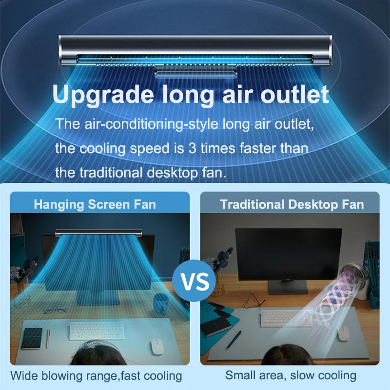 USB Bladeless Desktop Fan & Air Conditioner – Monitor Mount or Freestanding