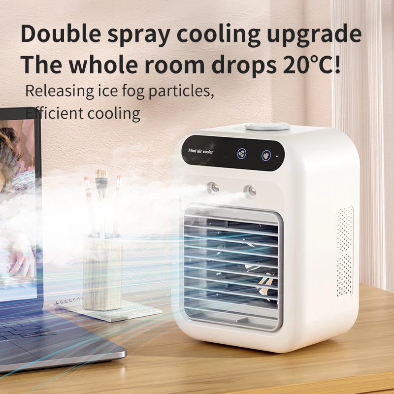 Portable air Conditioner Mini Air Conditioning USB Charging Small Water Desktop Cooler Fan with Water Mist Fan