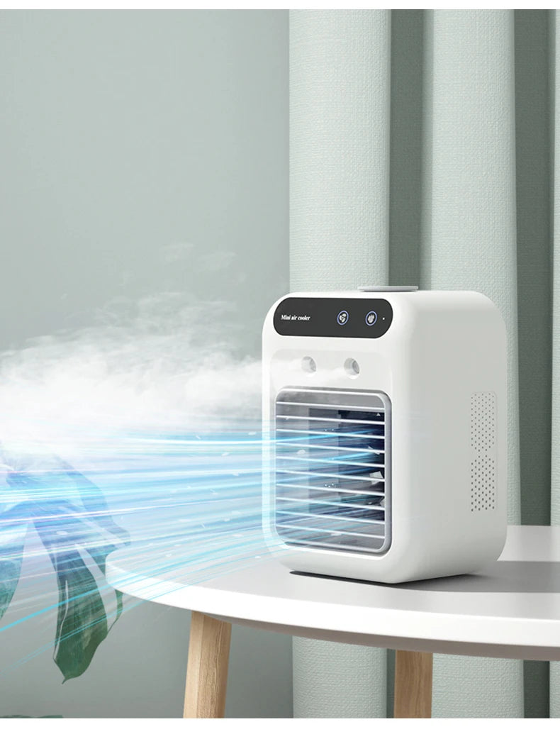 Portable air Conditioner Mini Air Conditioning USB Charging Small Water Desktop Cooler Fan with Water Mist Fan