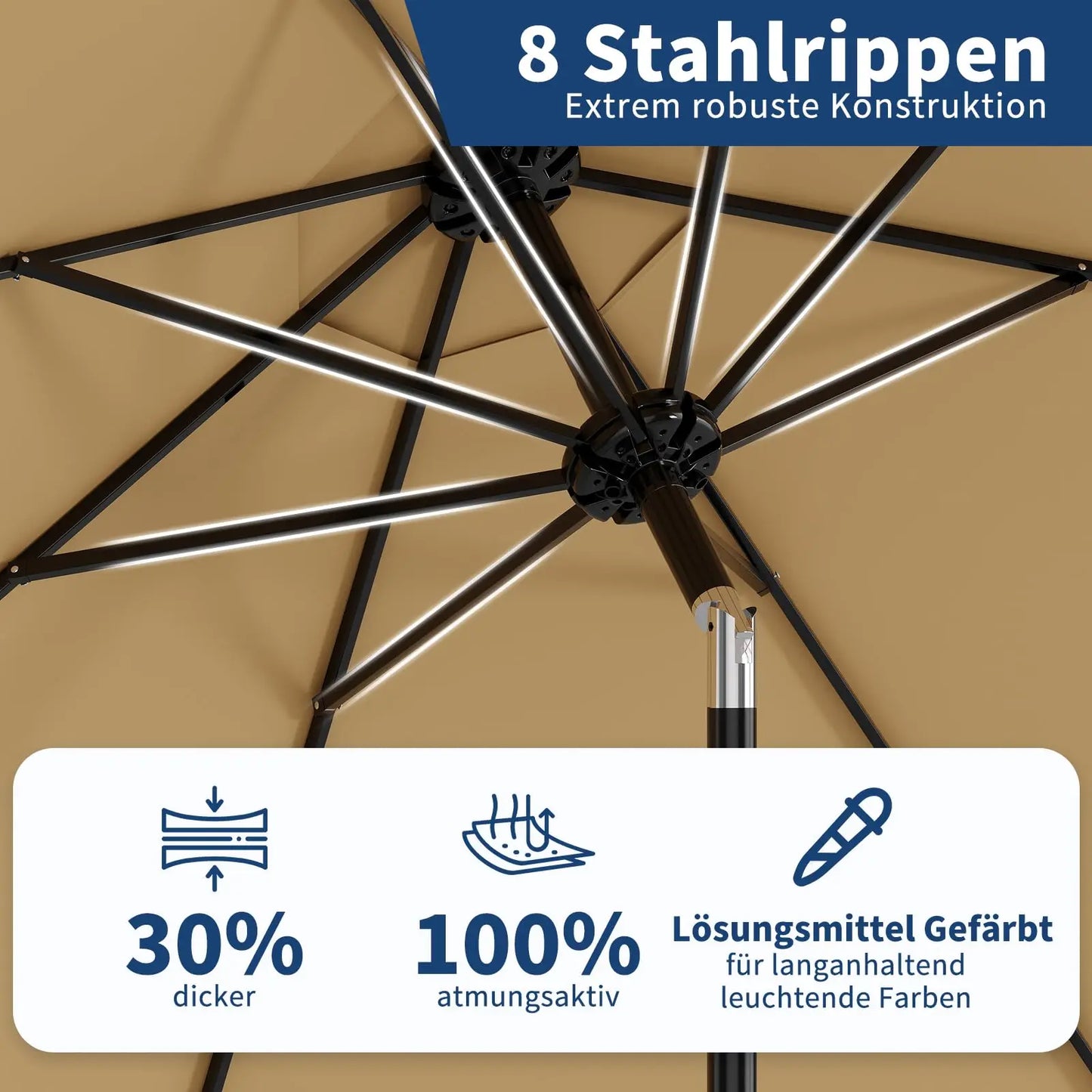Outdoor sun and umbrella UPF 50 + UV protection 4/8 steel ribs Windproof sun protection Adjustable parasol