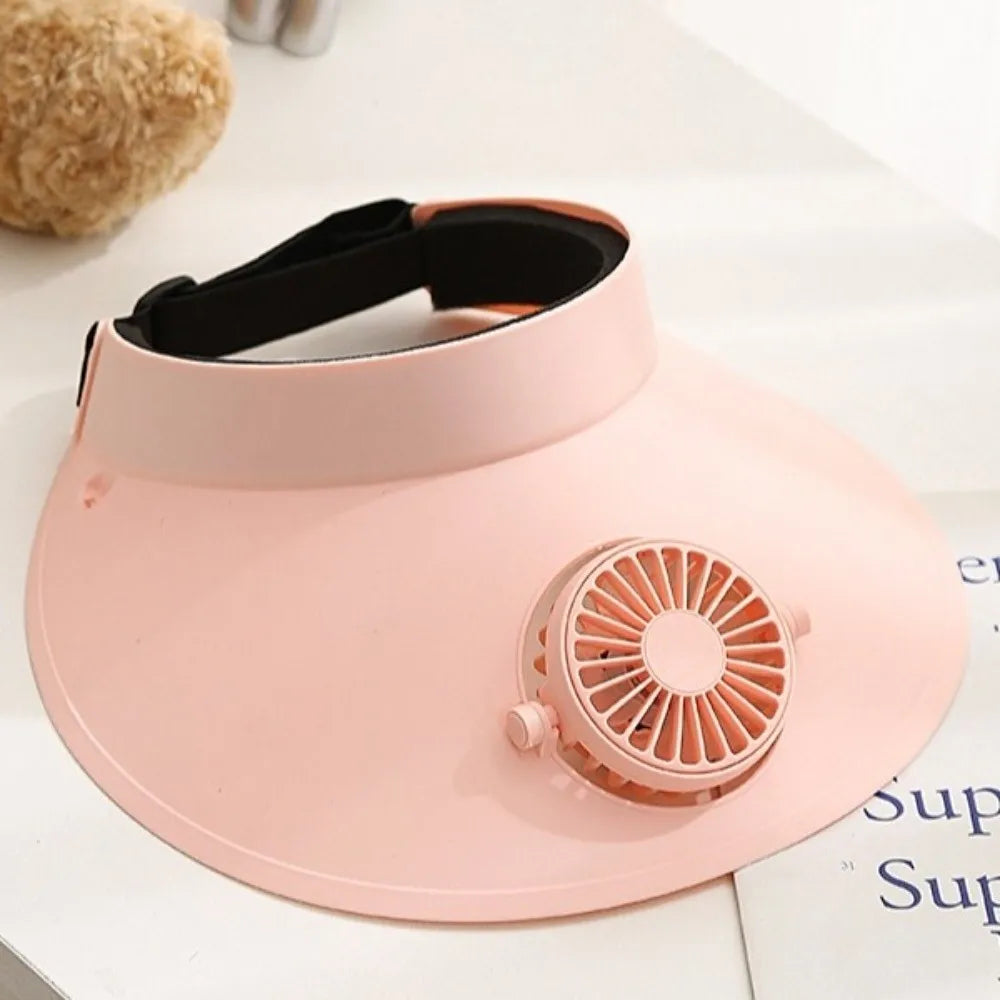 Three Temp Settings Cooling Fan Hat Built-in Fan Breathable Design Empty Top Cap Lightweight Adjustable Sun Hats Sports Events