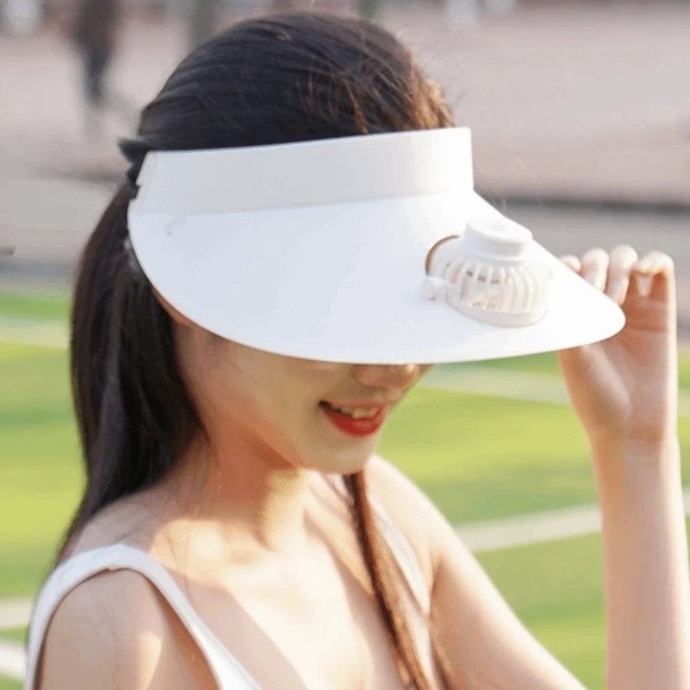 Three Temp Settings Cooling Fan Hat Built-in Fan Breathable Design Empty Top Cap Lightweight Adjustable Sun Hats Sports Events