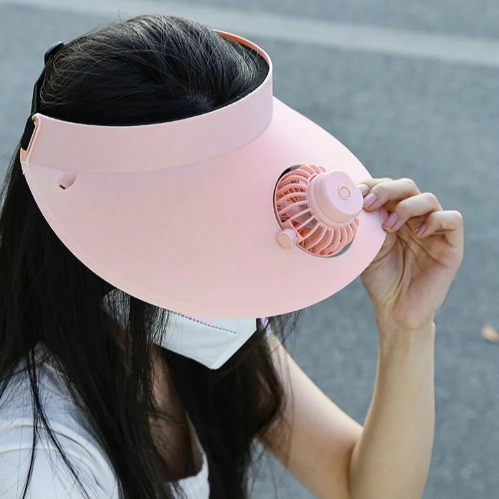 Three Temp Settings Cooling Fan Hat Built-in Fan Breathable Design Empty Top Cap Lightweight Adjustable Sun Hats Sports Events