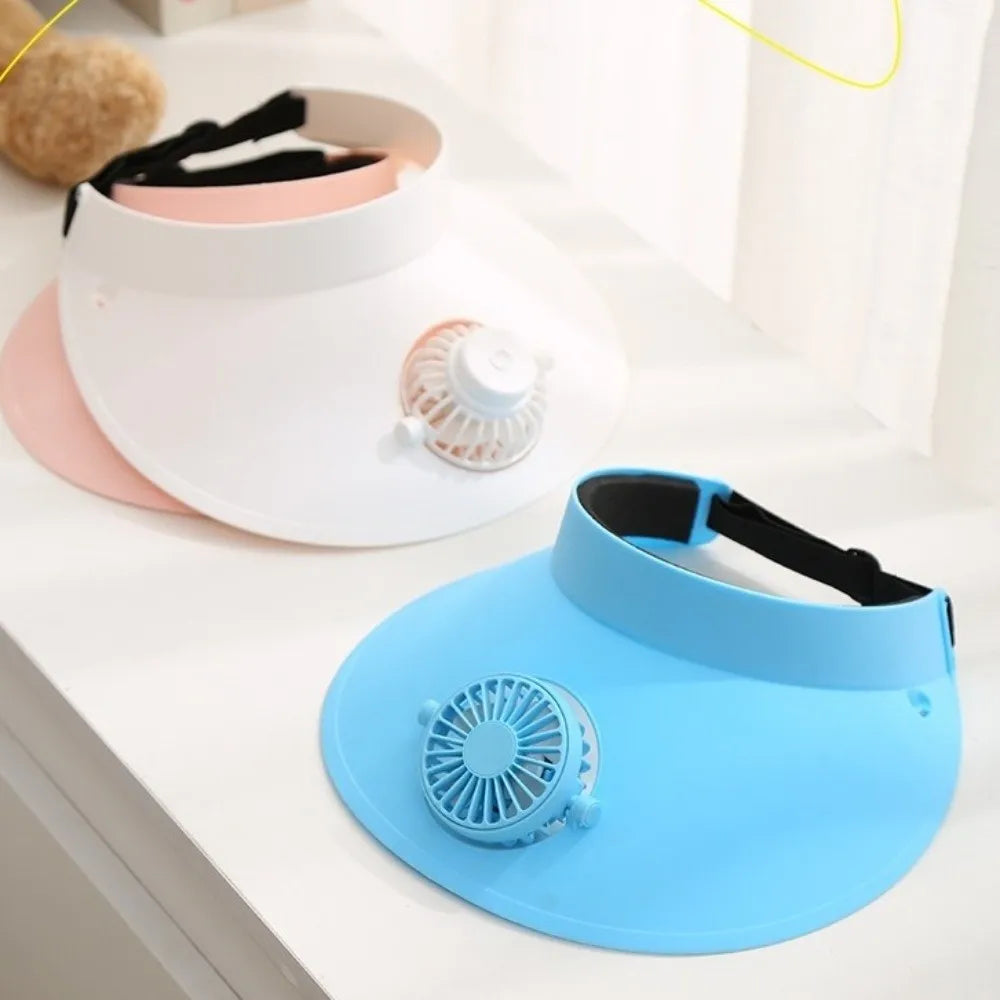 Three Temp Settings Cooling Fan Hat Built-in Fan Breathable Design Empty Top Cap Lightweight Adjustable Sun Hats Sports Events