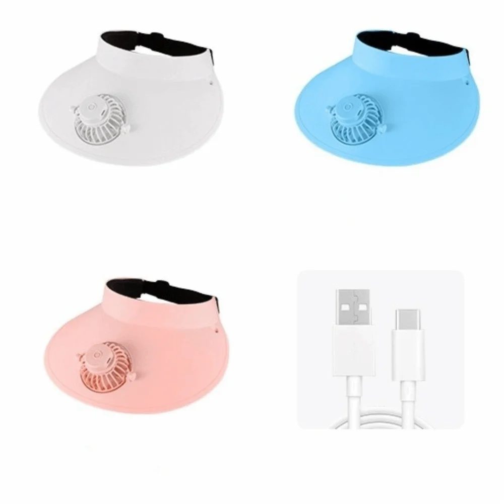 Three Temp Settings Cooling Fan Hat Built-in Fan Breathable Design Empty Top Cap Lightweight Adjustable Sun Hats Sports Events