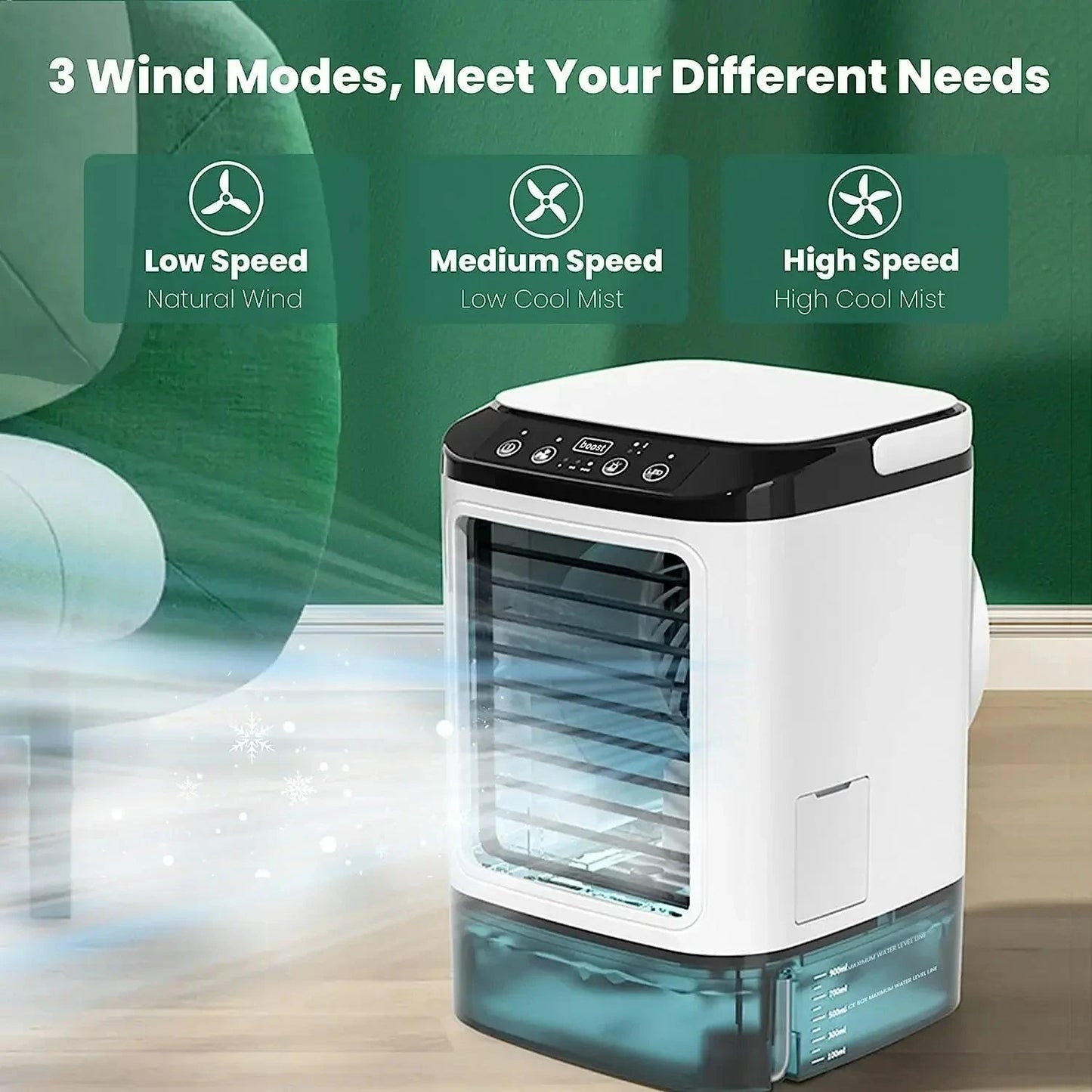 3-Speed Portable Air Conditioner with Ultrasonic Mist Cooling