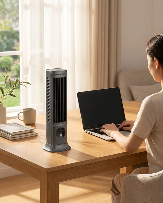 Mini Rechargeable Air Conditioning Desk Fan lifestyle photo