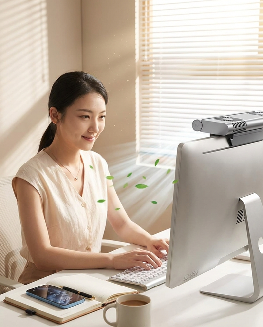 USB bladeless desktop fan lifestyle photo